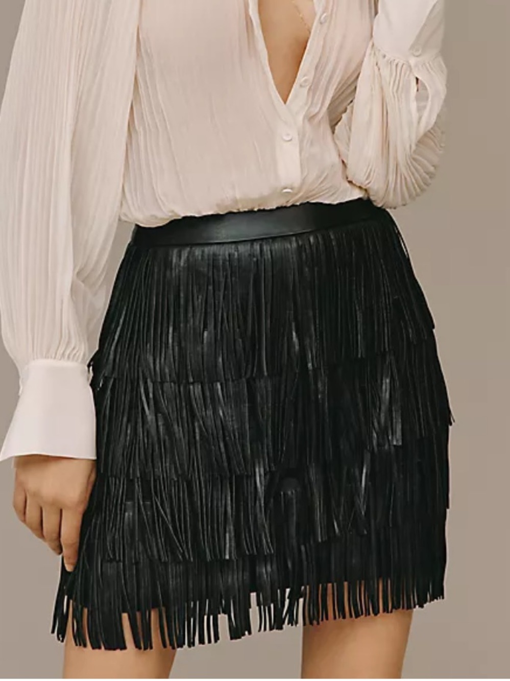 Endless Rose Black Fringe Mini Skirt